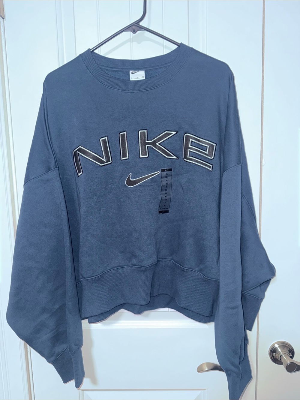 NWT Nike Oversized Crew Sweatshirt in Slate Blue-Gray with Logo